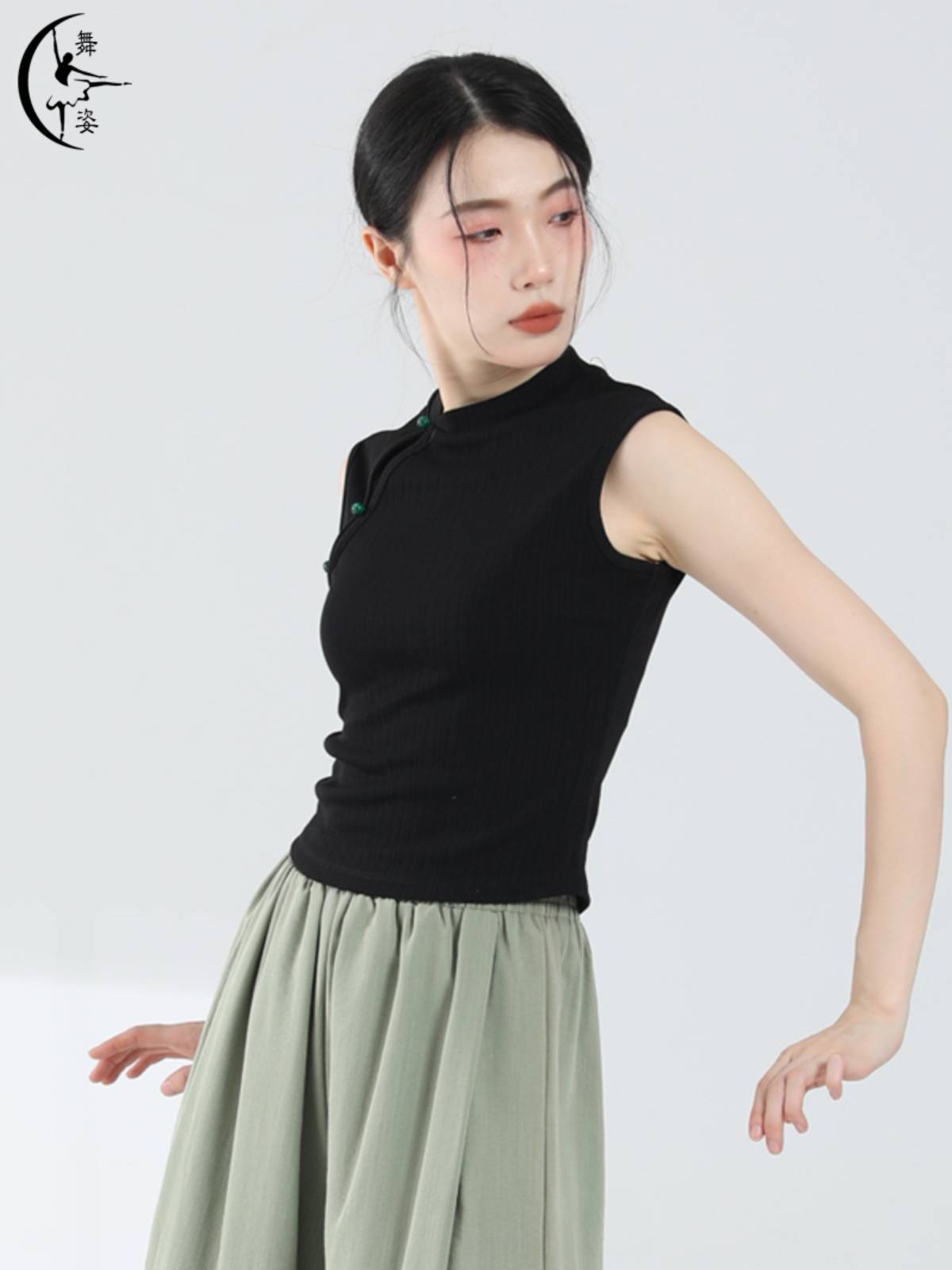 Chinese ancient style dance practice service female adult Chinese -style cheongsam collar sleeveless top Modern national dance dance clothes