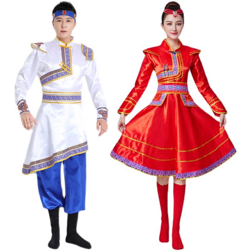 New Mongolian dance performance clothing female adult Mongolian men's minority square dance watch performance test clothing