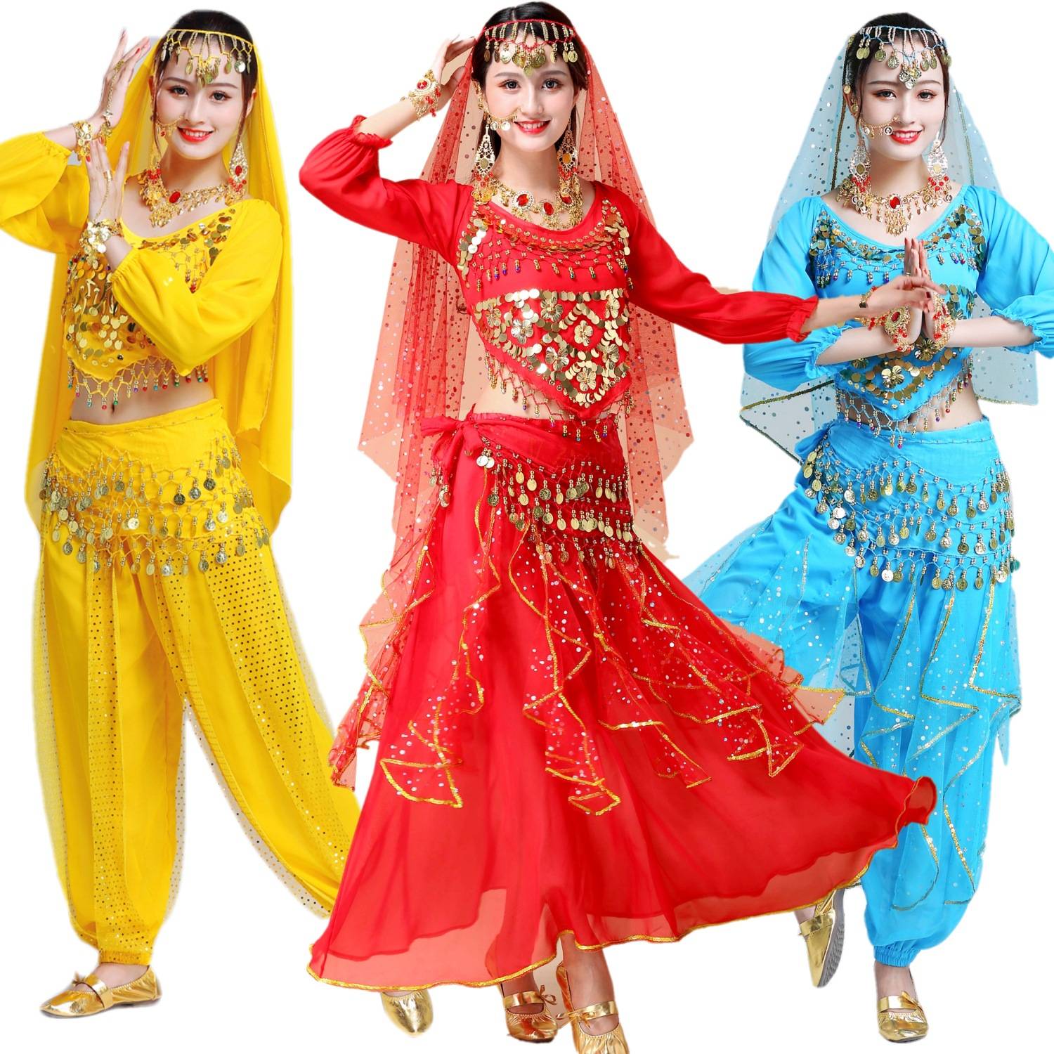 Indian Dance Performance Clothing Set Ethnic Dance Performance Women's New Yangge Dance Xinjiang Dance Belly Dance Clothing
