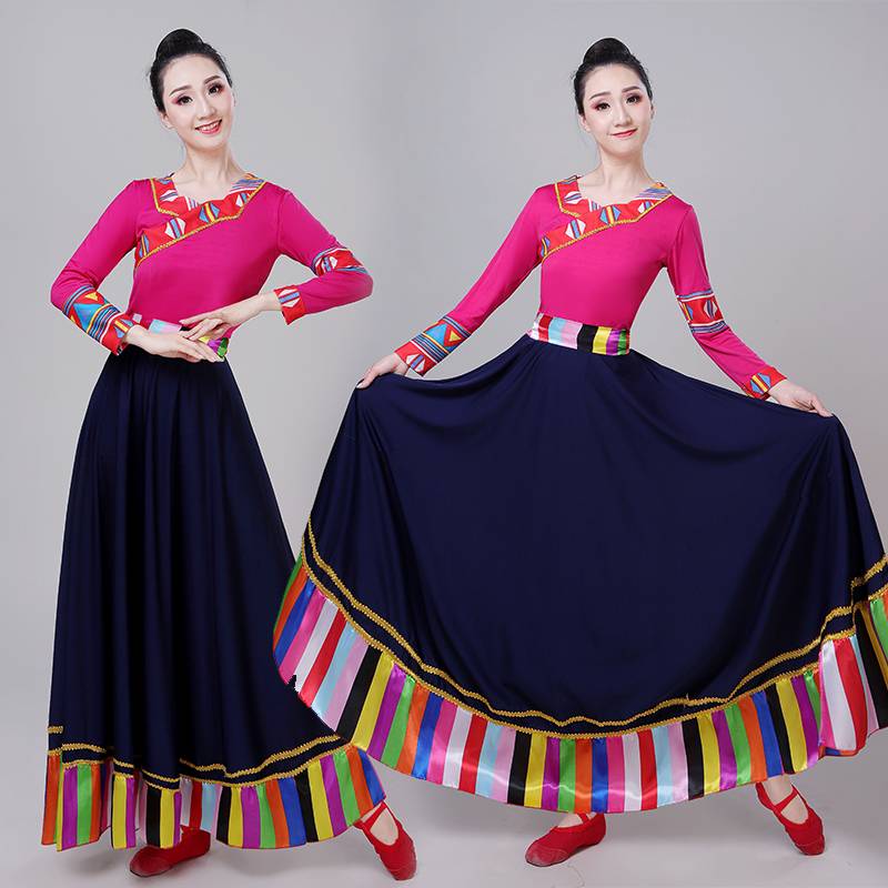 New Tibetan Dance Performance Clothing Mongolian Clothing Female Ethnic Union Clothing Adult Tibetan Square Dance Sleeve