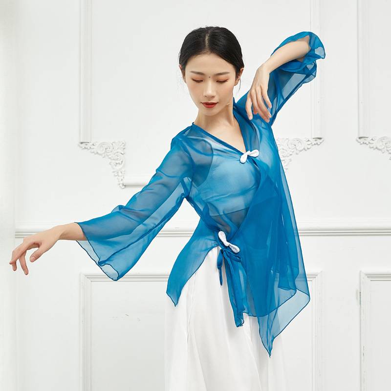 Do not refund the Chinese national classical dance practice uniforms, elegant body rhyme gauze, sky silk horn sleeve top