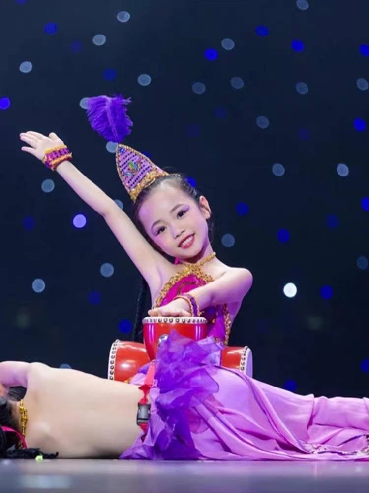 Jiuyi Douyin's new purple golden bell, the same dance performance service, minority national waist drum, Xinjiang female Xixia Xinjiang Wei