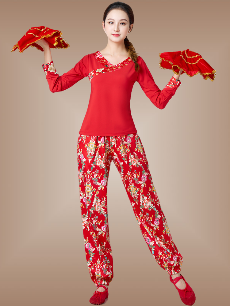 Square dance clothing Northeast Dahua cloth ethnic style Yangge suit set female festive dance service two people to perform uniforms