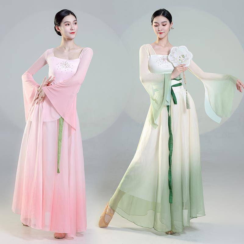 Classical dance dance clothing elegant practice clothes fairy, rhyme, gathers, Chinese dance national dance performances showing suit suits