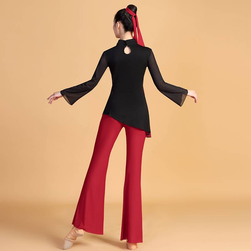 Classical dance cheongsam dance clothing women's gauze Chinese dance national style watch performance practice clothing elastic set