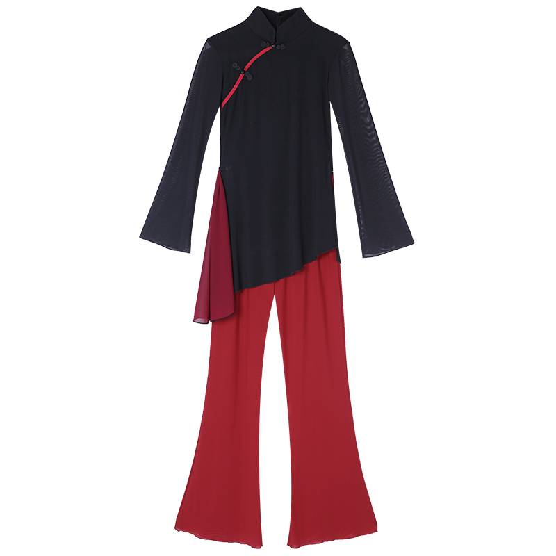 Classical dance cheongsam dance clothing women's gauze Chinese dance national style watch performance practice clothing elastic set