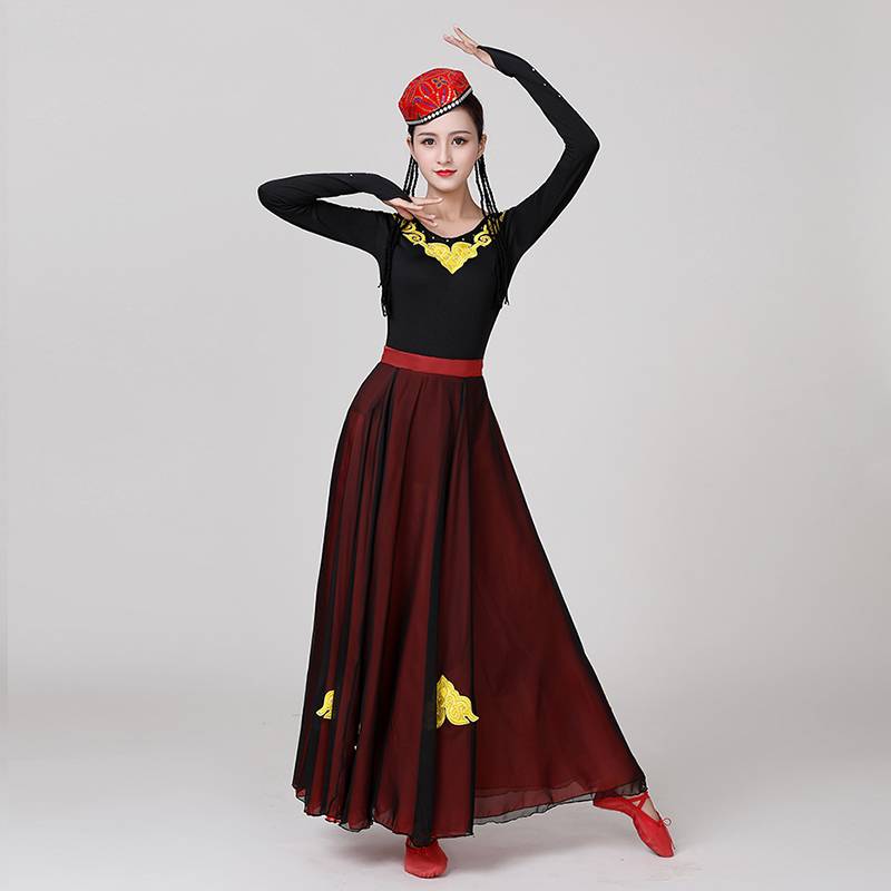 Xinjiang Dance Performance Service Female Art Test Practice Boilet Skirts, elegant big skirts, Uyghur ethnic minority clothing