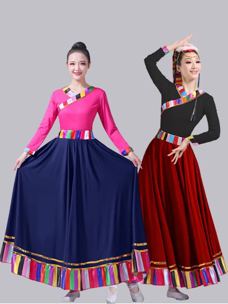 Tibetan dance show, Tibetan plaza girl, Tibetan troupe, long sleeves