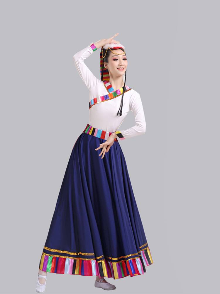 Tibetan dance show, Tibetan plaza girl, Tibetan troupe, long sleeves