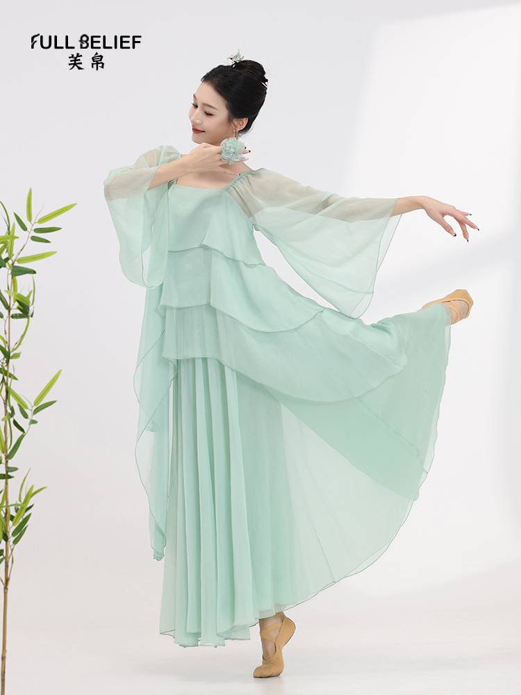 Fuyu Classical Dance Female Female Chinese Wind Practice Clothing Fairy Big Skirt Pants Performing Clothing Half Skirt