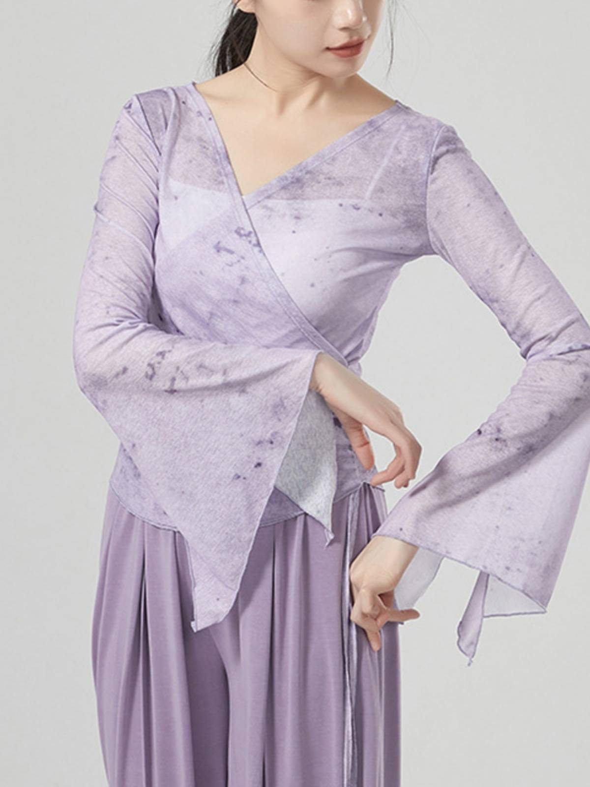 Classical Modern Dance Printing Dancing Top Sleeve Sleeve Bringing Dance Server Student Body Yoga Practice Service