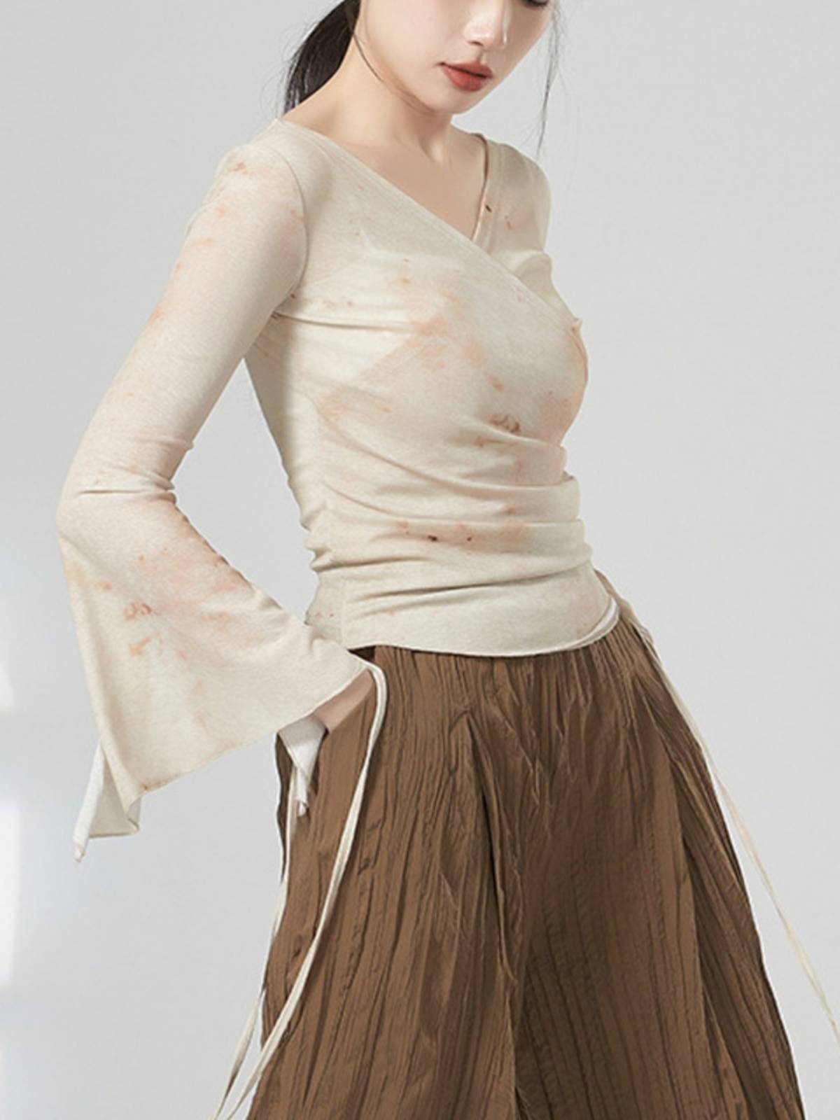 Classical Modern Dance Printing Dancing Top Sleeve Sleeve Bringing Dance Server Student Body Yoga Practice Service