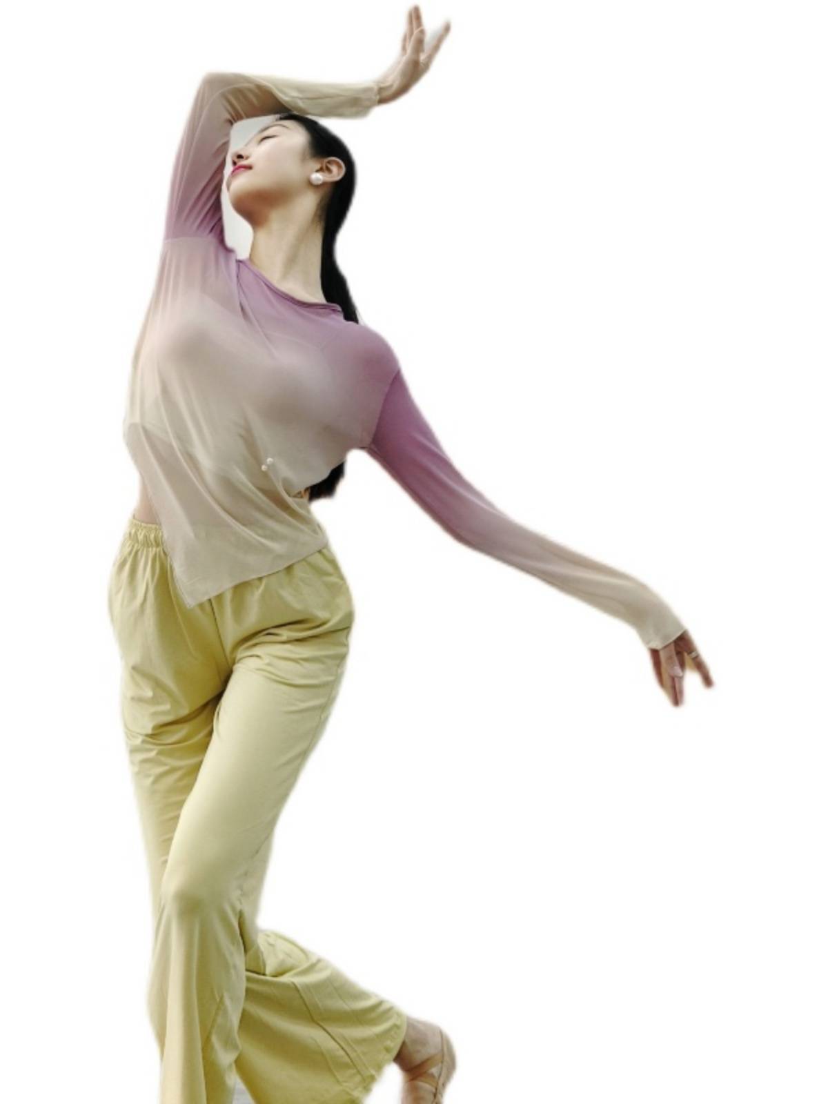 Classical dance gauze performance service women's elegant blouse loose body rhyme Chinese dance service professional dance practice uniform top