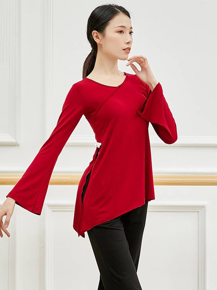 Dance service female adult practitioners practice classical dance body rhyme yoga service national dance collection training autumn and winter long sleeve tops