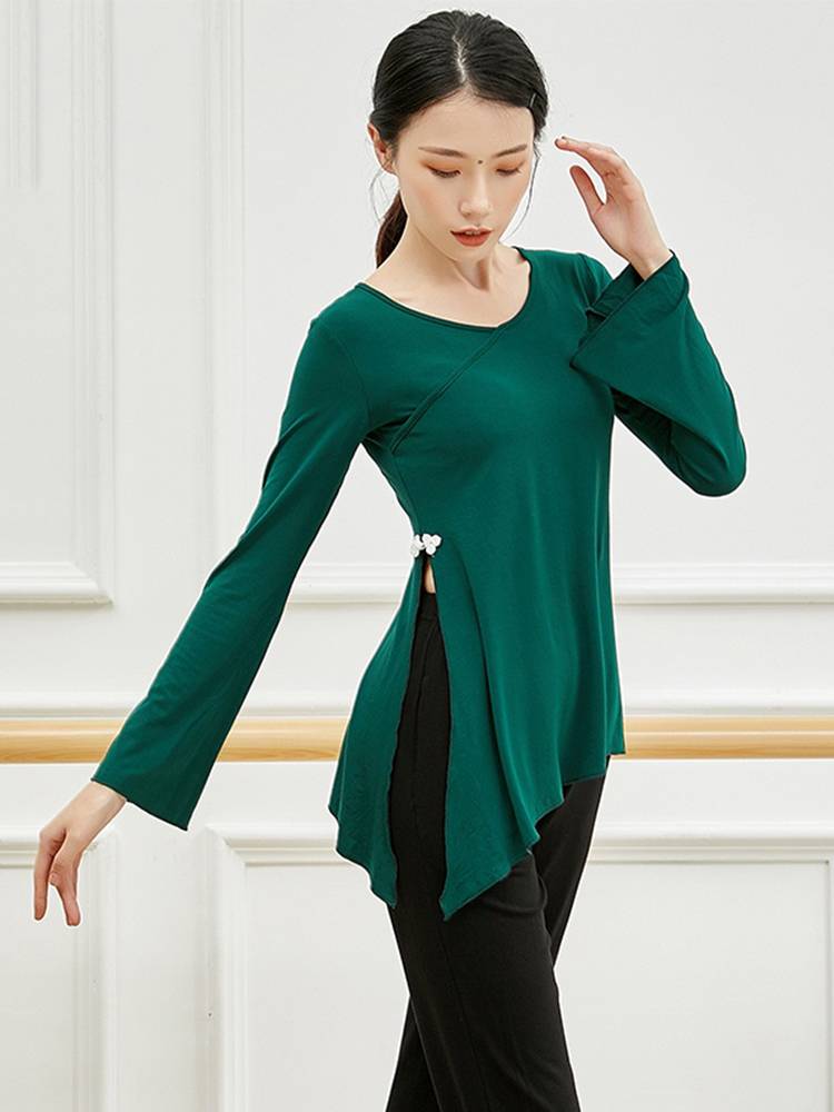 Dance service female adult practitioners practice classical dance body rhyme yoga service national dance collection training autumn and winter long sleeve tops