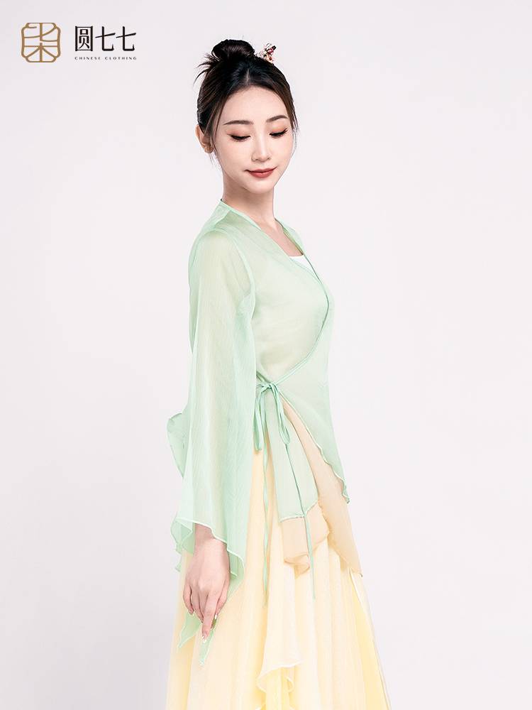 Classical dance gauze Chinese dance adult dance clothing body rhyme, elegant slit flared sleeve national dance girl
