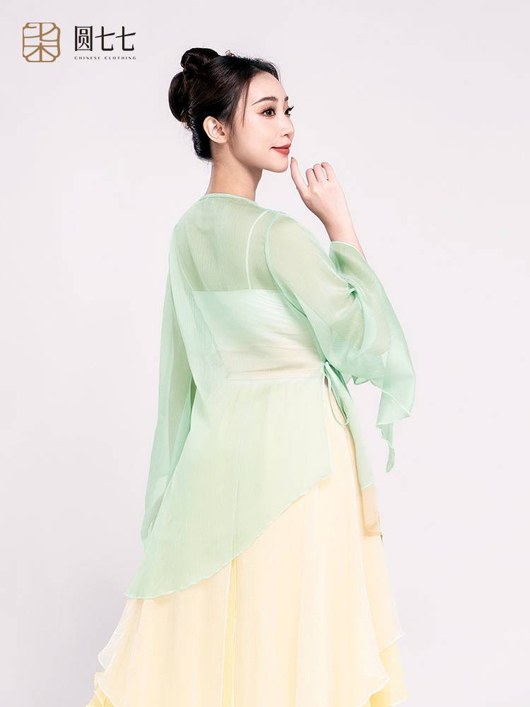 Classical dance gauze Chinese dance adult dance clothing body rhyme, elegant slit flared sleeve national dance girl