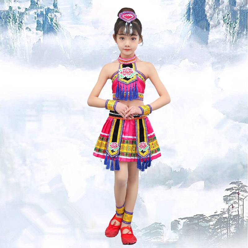 Children's Miao dance and clothing minority performance service children and Yi nationality performance service red mountain fruit dance service