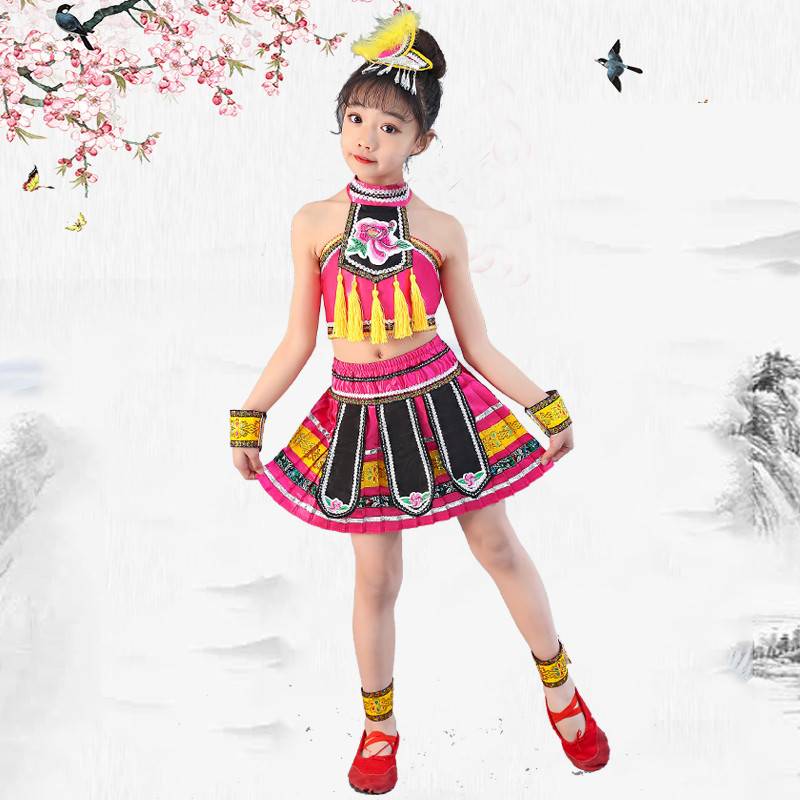 Children's Miao dance and clothing minority performance service children and Yi nationality performance service red mountain fruit dance service