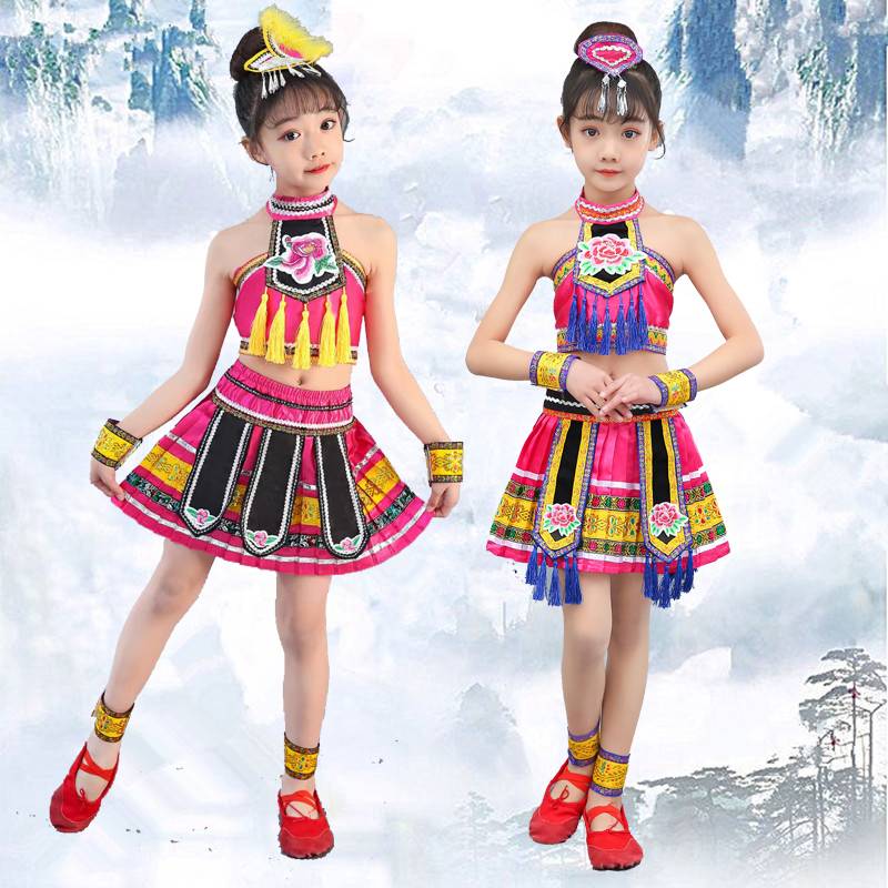 Children's Miao dance and clothing minority performance service children and Yi nationality performance service red mountain fruit dance service