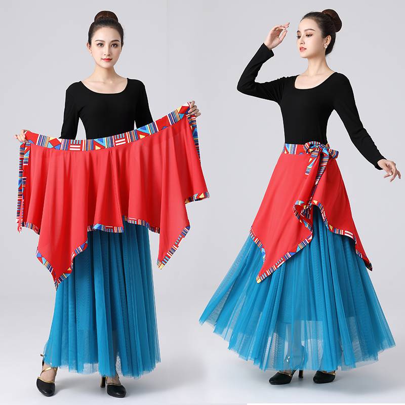Yunshang's same apron Tibetan ethnic apron Green skirt Green skirt Tibetan Lhasa one -style dance skirt female