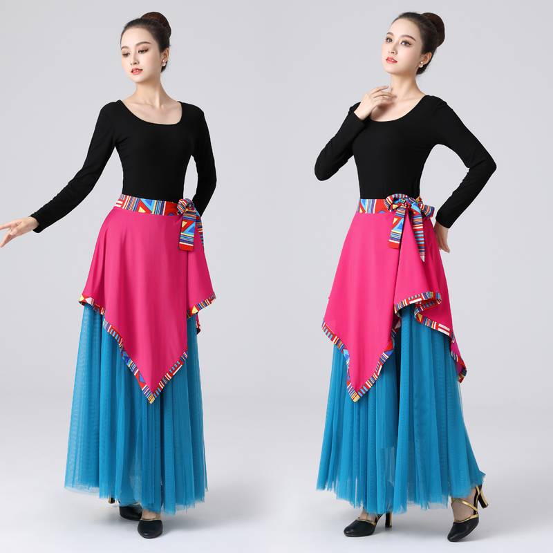 Yunshang's same apron Tibetan ethnic apron Green skirt Green skirt Tibetan Lhasa one -style dance skirt female