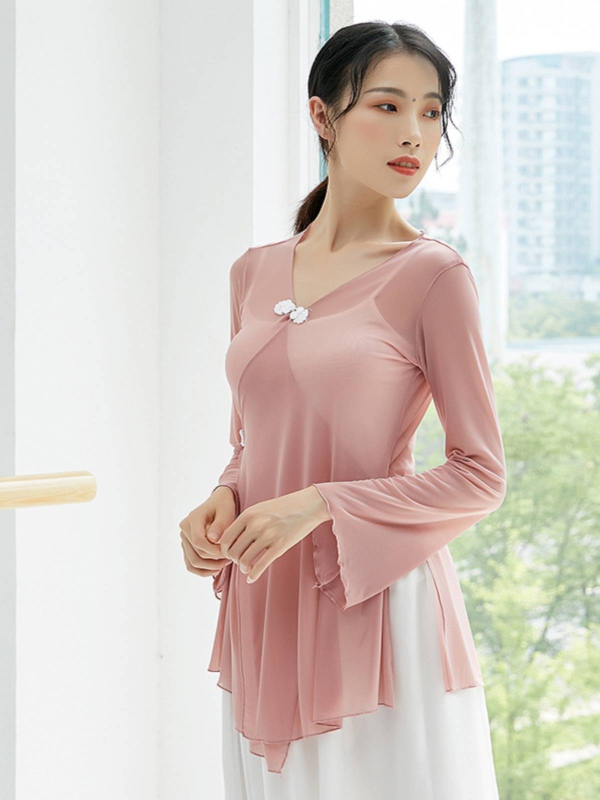 Classical dance exercise merit net gauze top female Chinese style national dance elegant body rhyme gauze art test dance performance service
