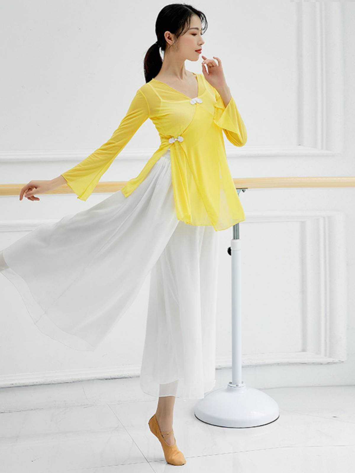 Classical dance exercise merit net gauze top female Chinese style national dance elegant body rhyme gauze art test dance performance service