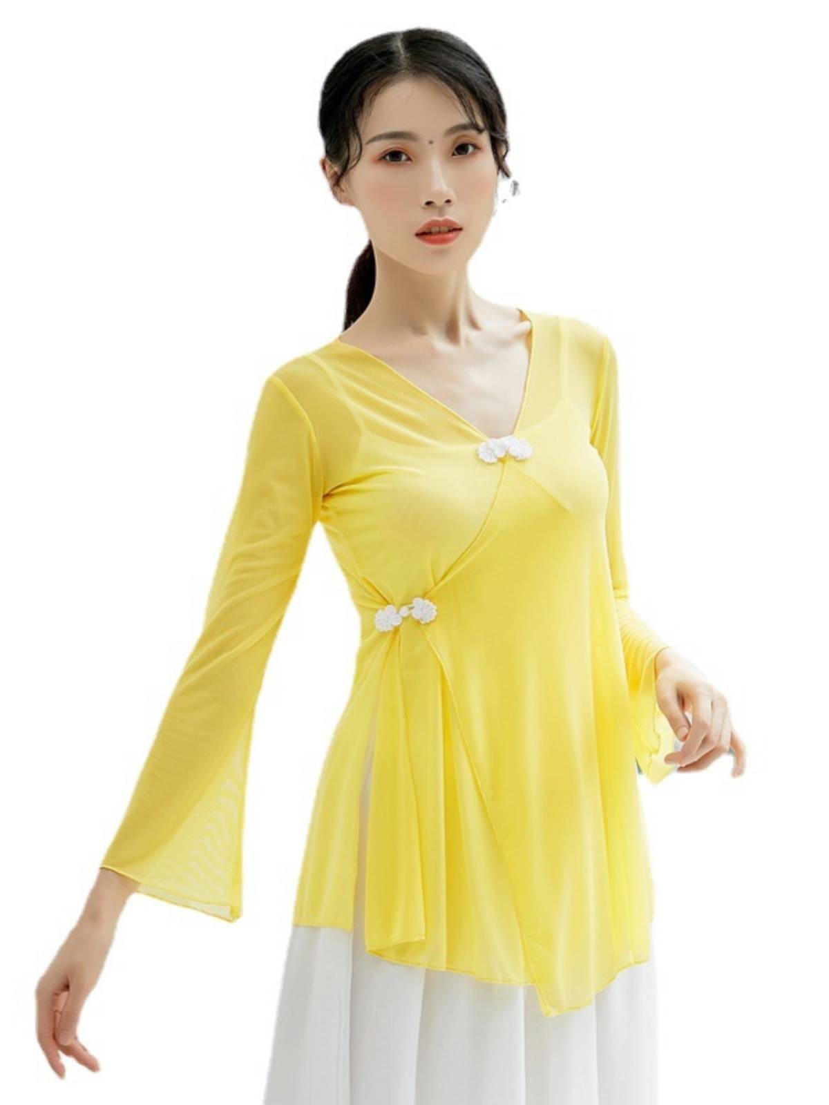 Classical dance exercise merit net gauze top female Chinese style national dance elegant body rhyme gauze art test dance performance service