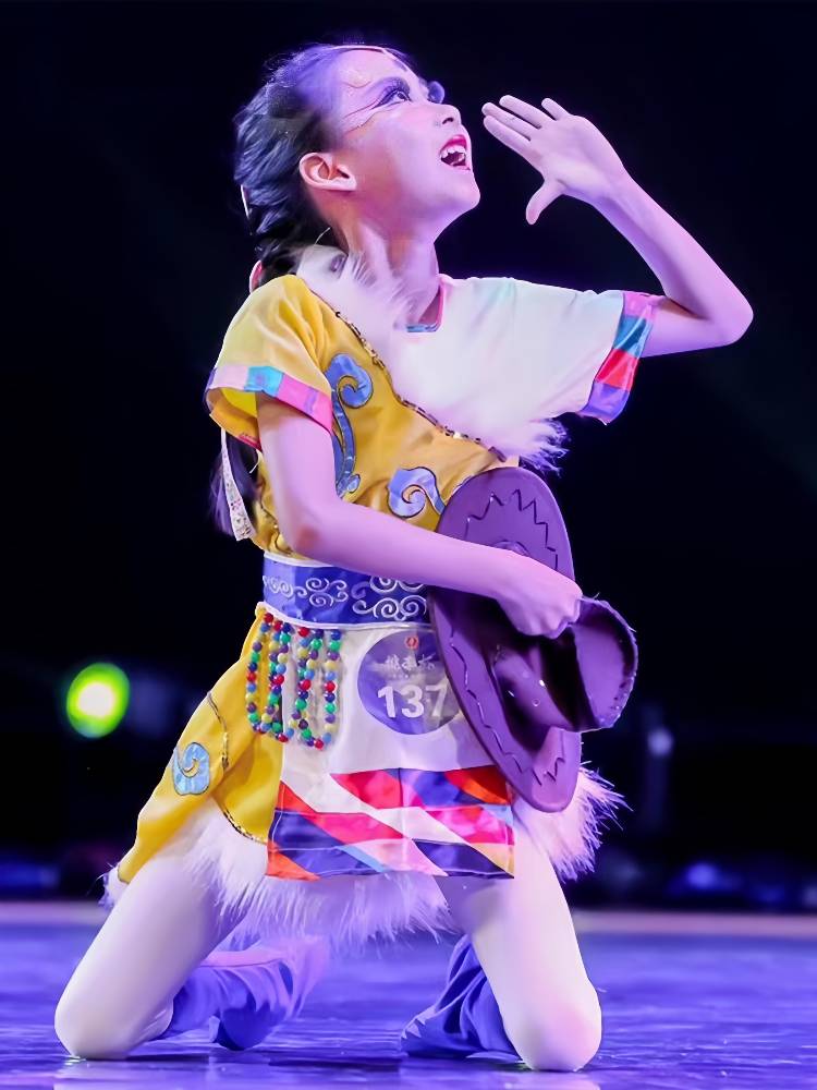 H herdsmen New Song Children's Performance Clothing Tibetan Dance Wish Wish Children's Tibetan Dance Examination Performance National Style