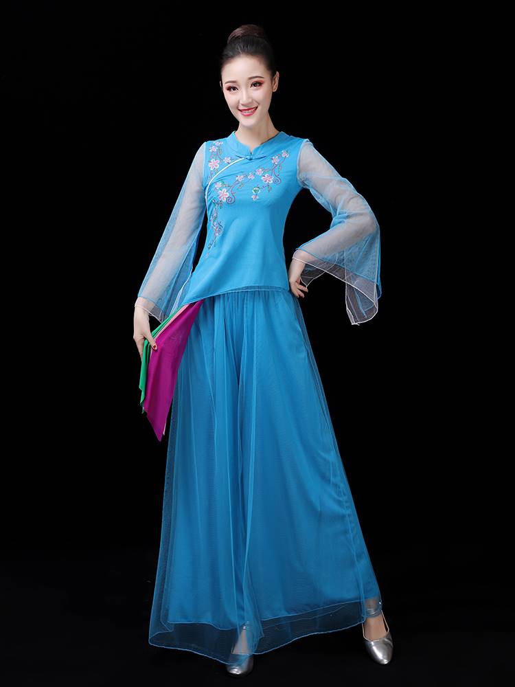 Classical dance clothing, Yunda Yao National Wind Plaza Dance Female Yangge Umbrella Dance Fan Performance Set Women