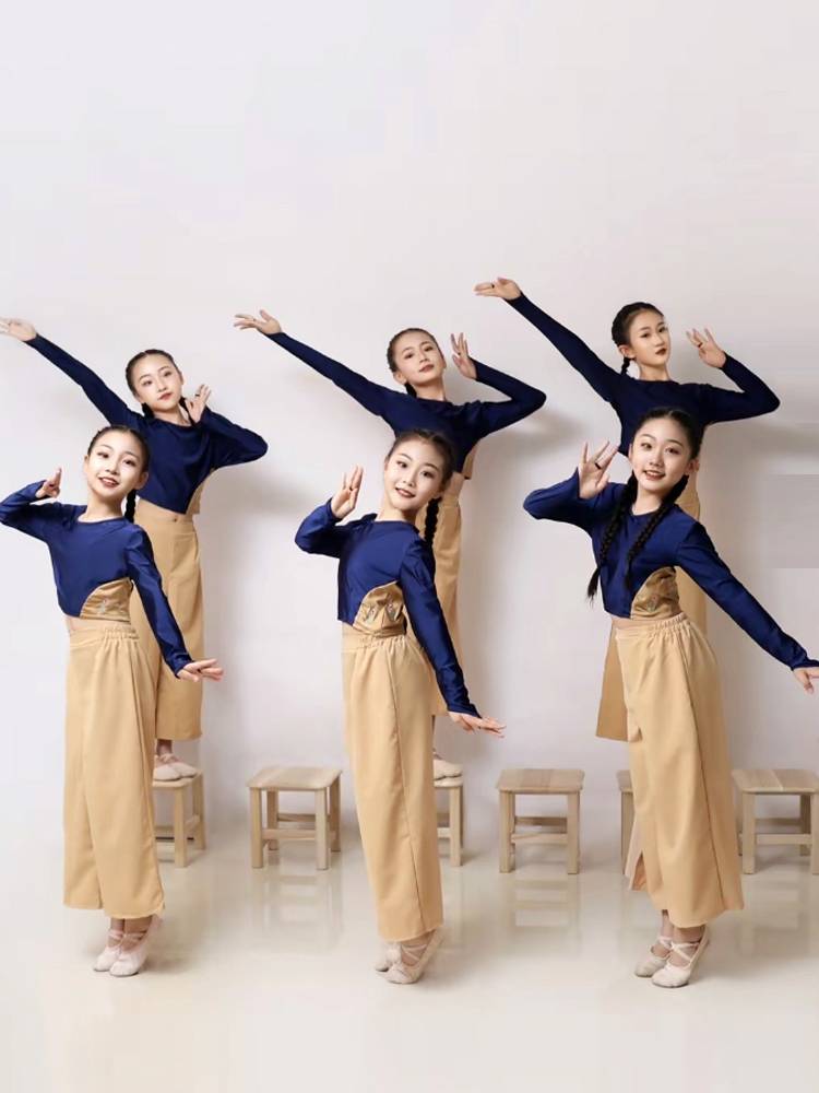 Children's Grandmother's Bridge Dance Clothing, Stool Fan Pu Fan Dance Clothing,
