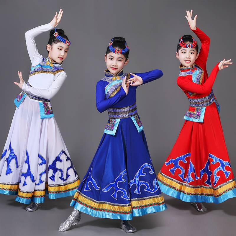 Children's Mongolian dance skirt performance service girl minority clothing little girl Mongolian stage performance suit