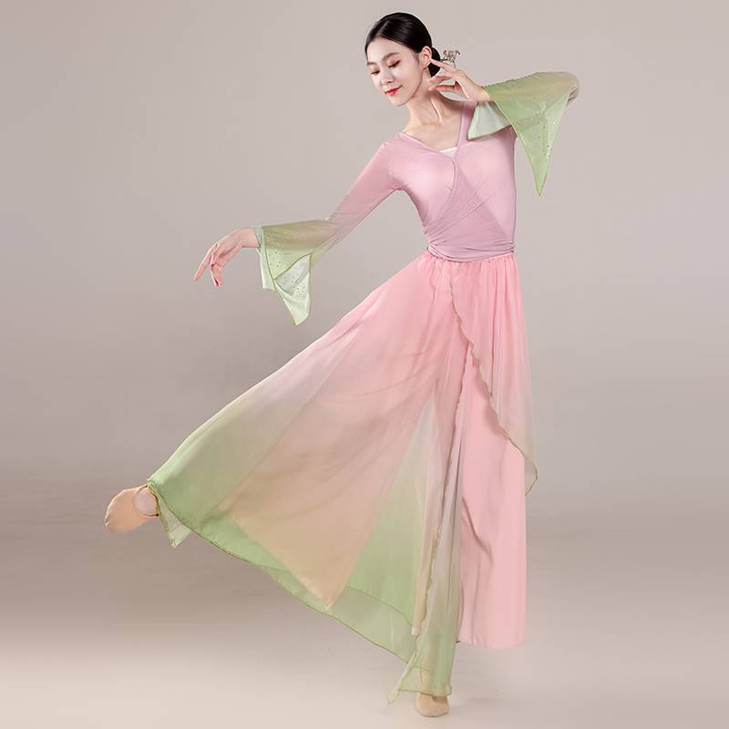 Classical dance dance clothing elastic net gauze top rhyme, elegant gauze, practice service Chinese dance nation performance clothing