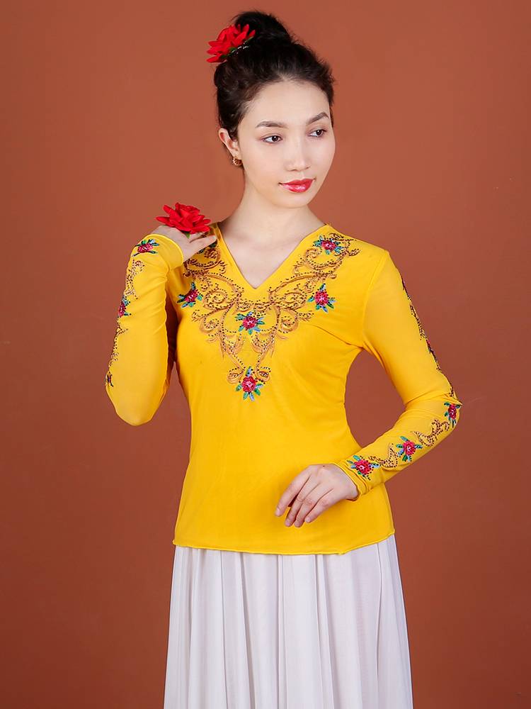 Xinjiang Dance Performance Clothing Network Skin -Spicy Diamond Summer Top Summer Top National Wind Dance Series Victoria Plaza Dance
