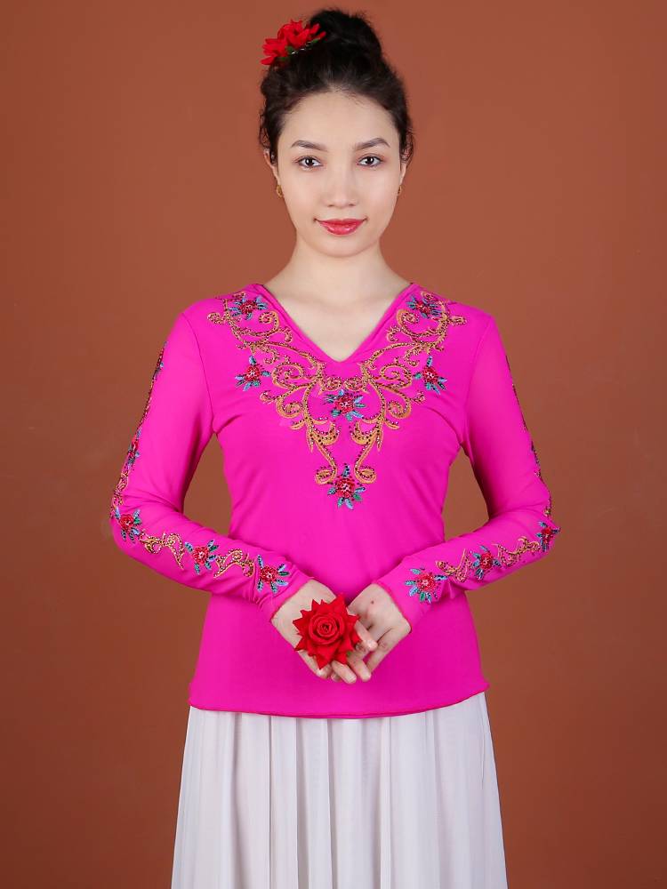 Xinjiang Dance Performance Clothing Network Skin -Spicy Diamond Summer Top Summer Top National Wind Dance Series Victoria Plaza Dance