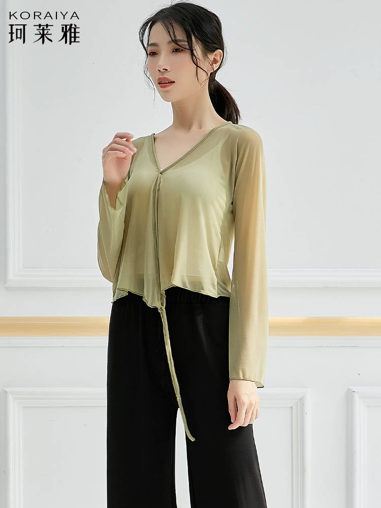 Dance practice service adult female classical dance yarn clothes, short sleeve long -sleeved long -sleeved ethnic modern dance nets new style