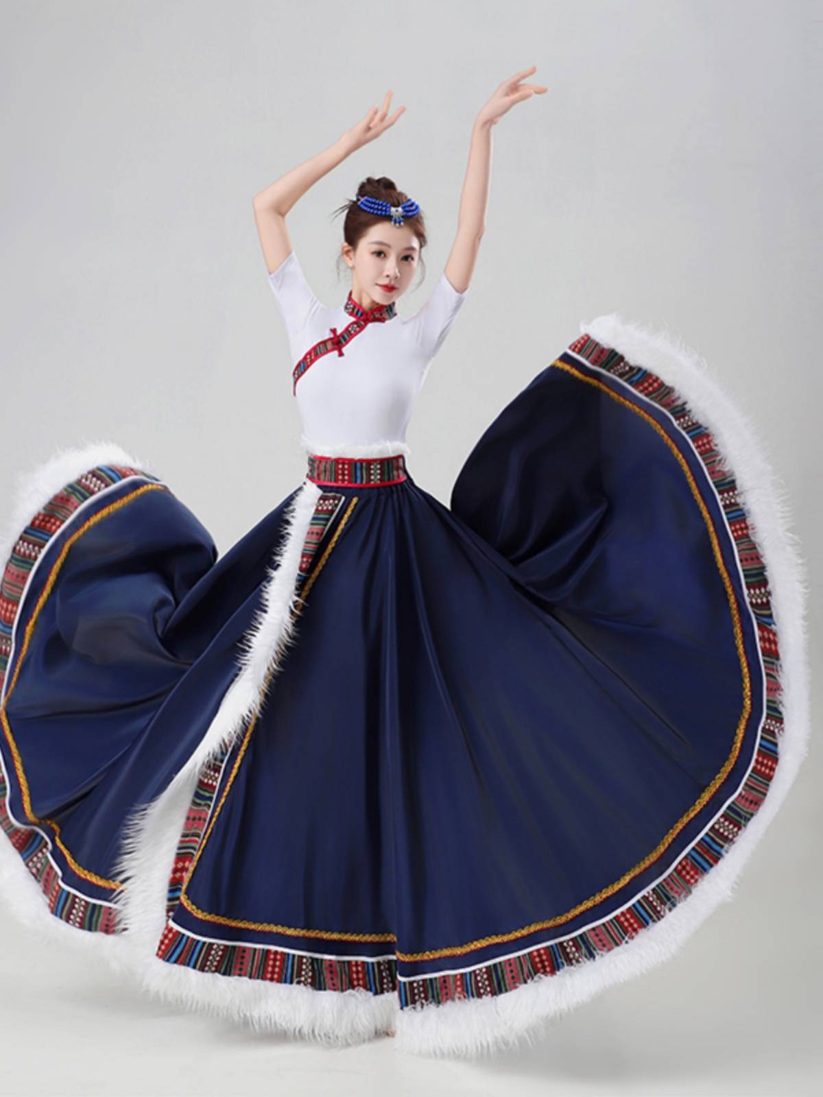 New Tibetan Dance Performance Clothing Female Half -Body Practice Group Tibetan Tibetans