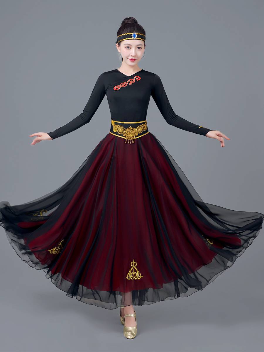 Mongol dance dress 2022 new Tibetan Xinjiang dress girl wears a tuxedo