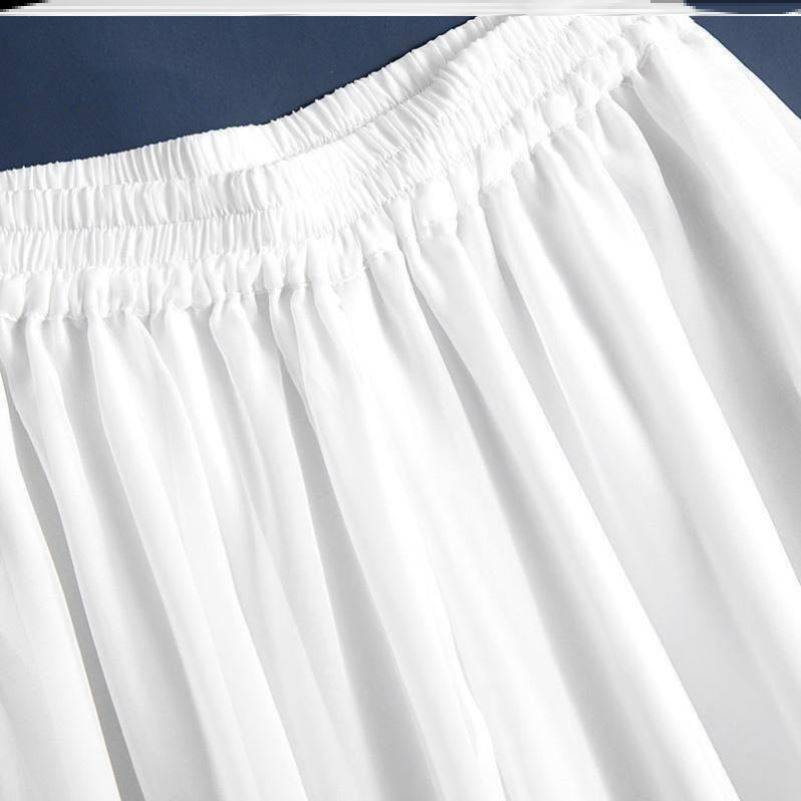 Classical dance pants chiffon Chinese style practice white gauze skirt summer Hanfu national dance performance clothes elegant