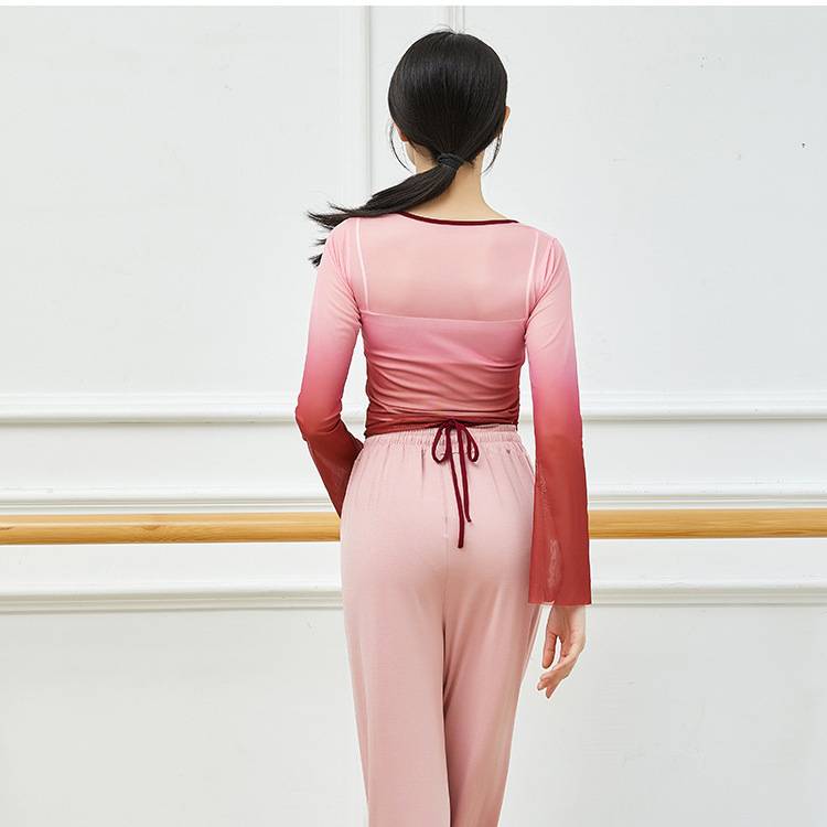 Classical dance clothing female top rhyme, gradient color change color Chinese dance national dance exercise, art test gauze jacket