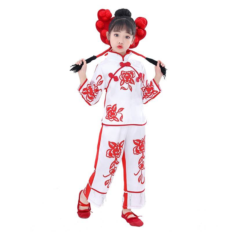 Paper -cut girls performed happy dance dance clothing adult opening red clothing ethnic stage performance Yangge