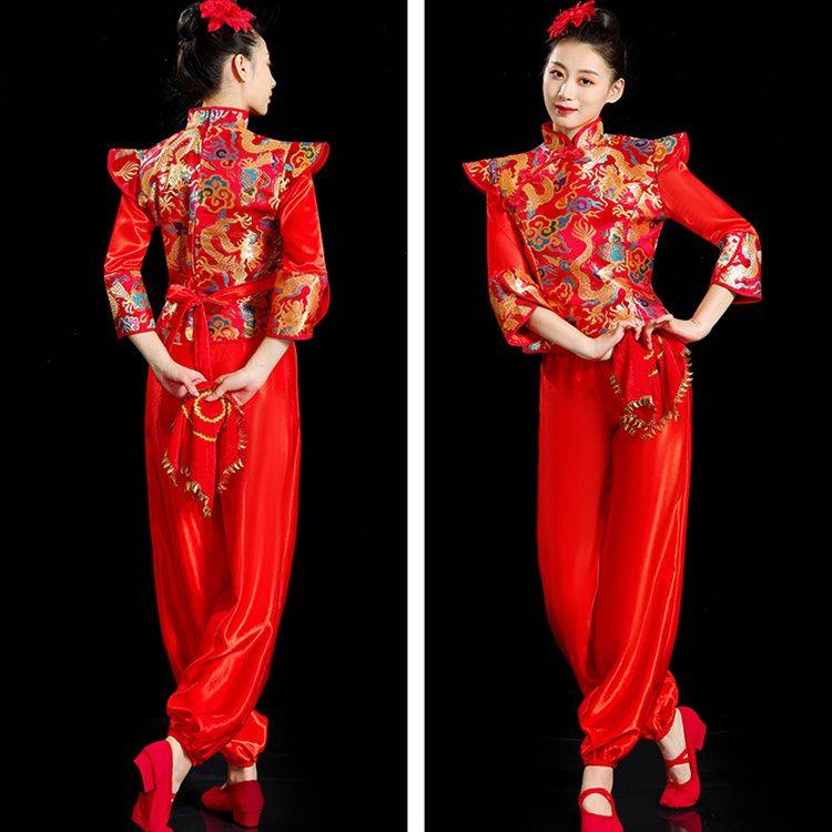 New female dance clothing square ethnic adult drum clothing performance clothing, festive Yangge