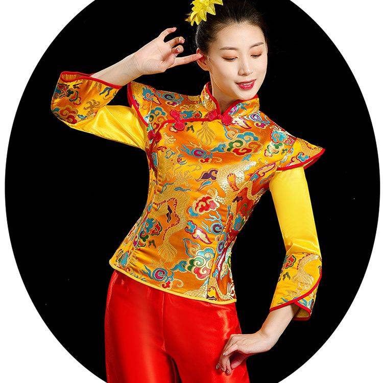 New female dance clothing square ethnic adult drum clothing performance clothing, festive Yangge