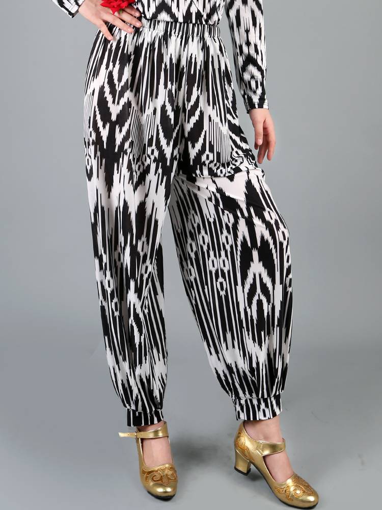 Xinjiang Dance Ms. Edlace Loose and breathable printing pants Weiwumi ethnic style red trousers