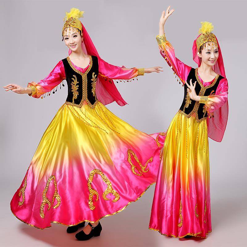 Xinjiang Dance Clothing Performance Services Men's and Women's Adult National Plaza Dance Skirt Performance Series Uighurs Big Skirt