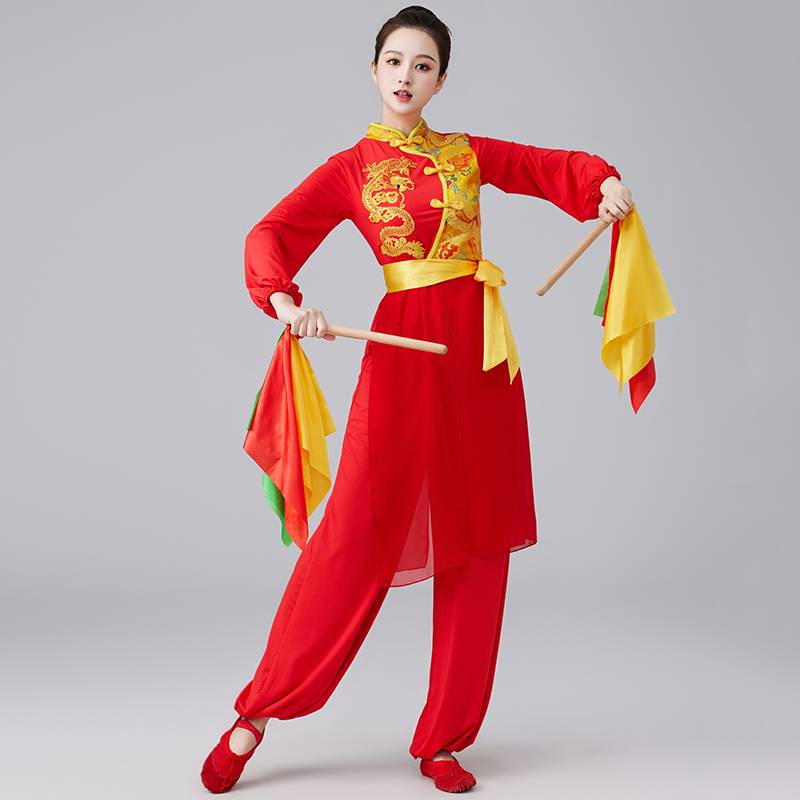 Drum service performance service female China style waist drum team red Happy Plaza dance dance clothing performance service national style