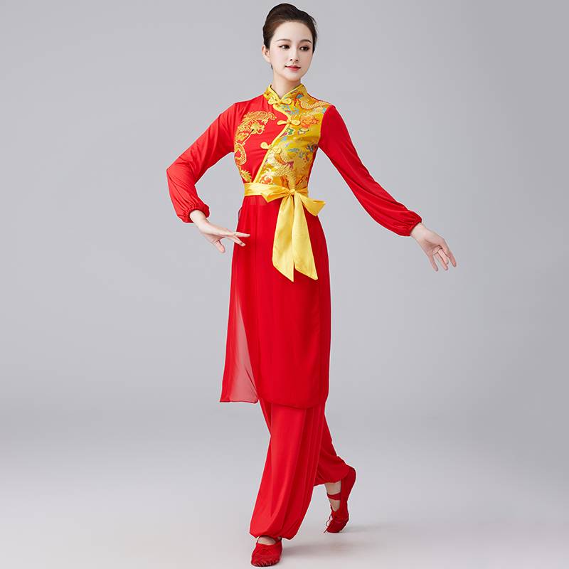 Drum service performance service female China style waist drum team red Happy Plaza dance dance clothing performance service national style