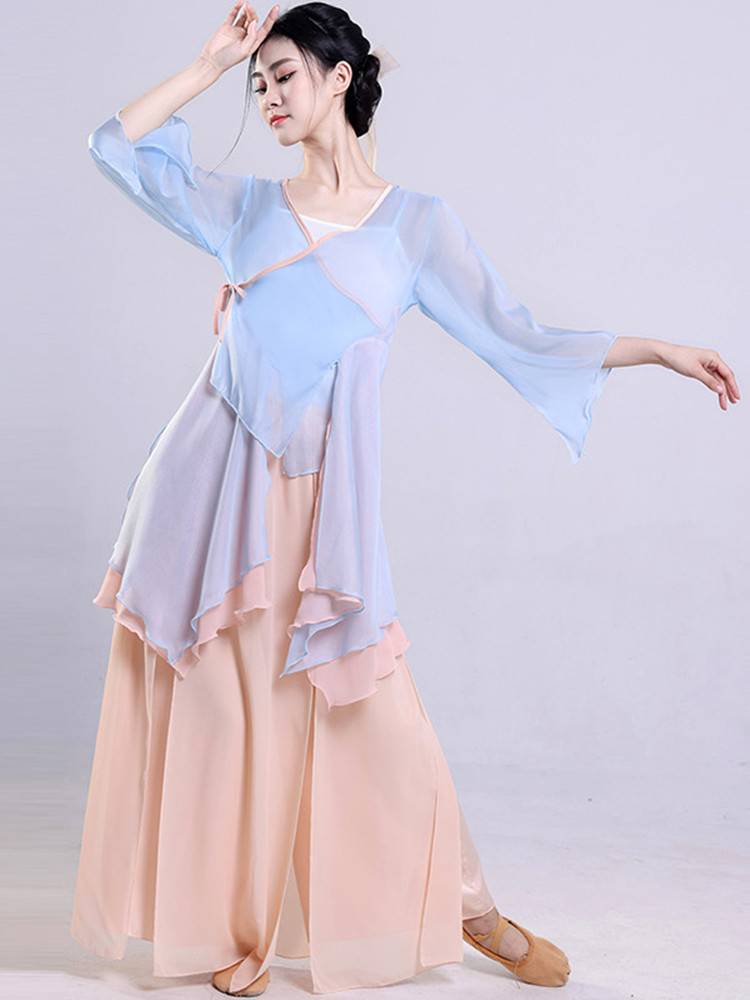 Classical dance clothing female elegant Chinese dance body rhyme gauze performances, ancient style immortal national dance exercise skirt pants