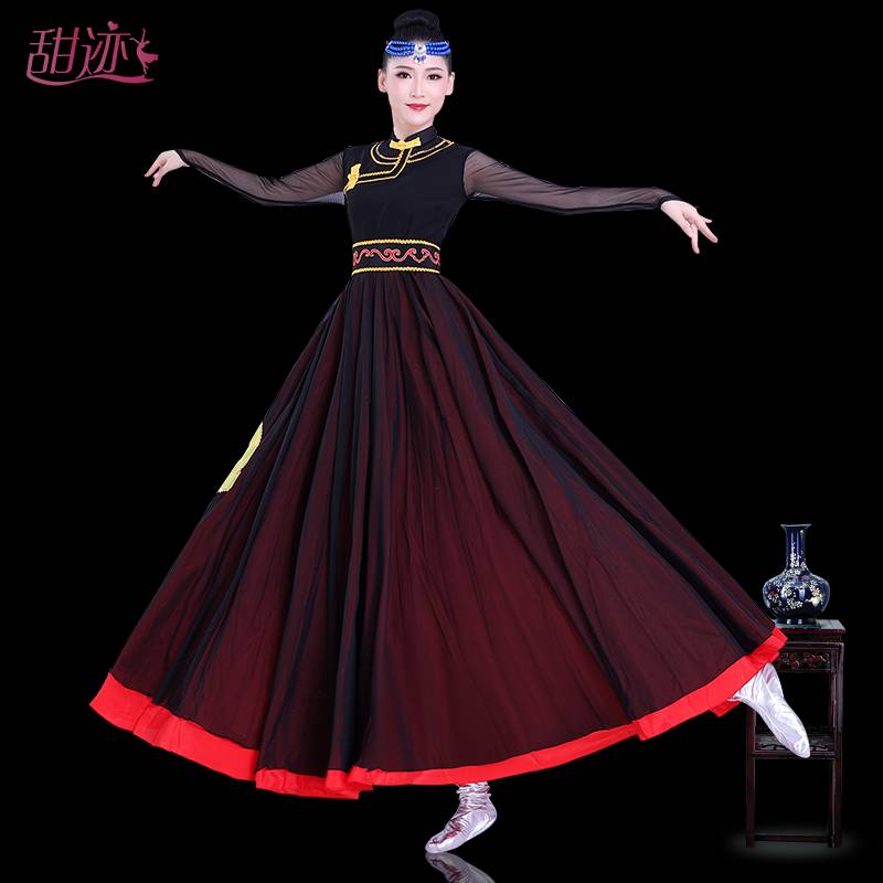 Spot Mongolian Dance Female Dance Performance Service Mongolian Big F Skirt Mongolian Dance National Dance Clothing Practice Skirt